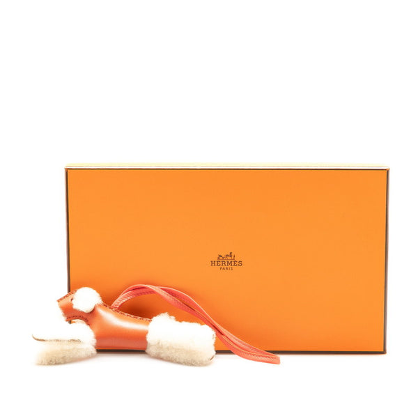 エルメス バディチャーム バッグチャーム アイボリー レッド ムートン アニョーミロ レディース HERMES 【中古】