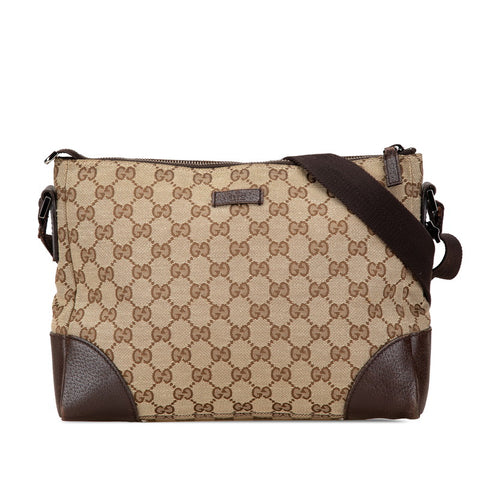 グッチ GGキャンバス 斜め掛け ショルダーバッグ 114273 ベージュ ブラウン キャンバス レザー レディース GUCCI 【中古】