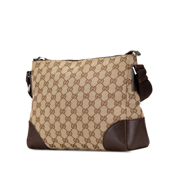 グッチ GGキャンバス 斜め掛け ショルダーバッグ 114273 ベージュ ブラウン キャンバス レザー レディース GUCCI 【中古】