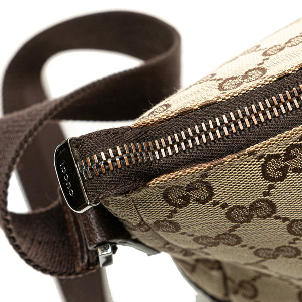 グッチ GGキャンバス 斜め掛け ショルダーバッグ 114273 ベージュ ブラウン キャンバス レザー レディース GUCCI 【中古】