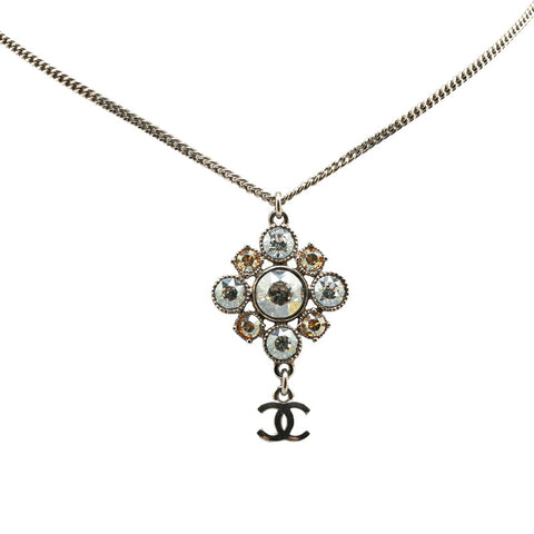 シャネル ココマーク ビジュー ラインストーン ネックレス シルバー メタル レディース CHANEL 【中古】