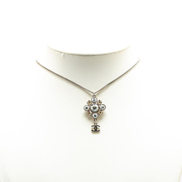 シャネル ココマーク ビジュー ラインストーン ネックレス シルバー メタル レディース CHANEL 【中古】