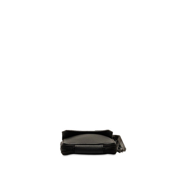 ルイ ヴィトン アエログラム フォンポーチ LVロゴ ポーチ ショルダーバッグ M57089 ノワール ブラック グレインレザー メンズ LOUIS VUITTON 【中古】