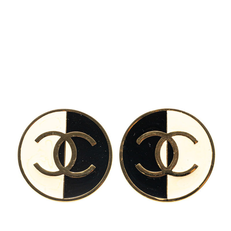 シャネル ココマーク イヤリング ゴールド ホワイト ブラック メッキ レディース CHANEL 【中古】