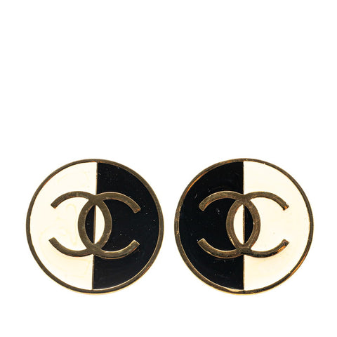 シャネル ココマーク イヤリング ゴールド ホワイト ブラック メッキ レディース CHANEL 【中古】