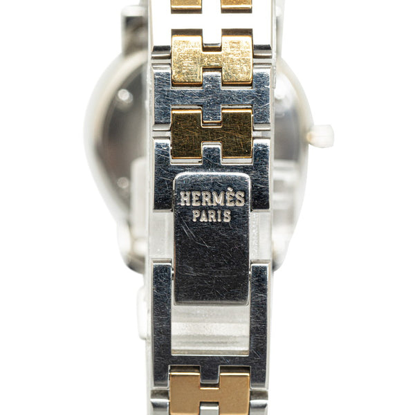 エルメス キャリック 腕時計 クオーツ ホワイト文字盤 ステンレススチール メッキ レディース HERMES 【中古】