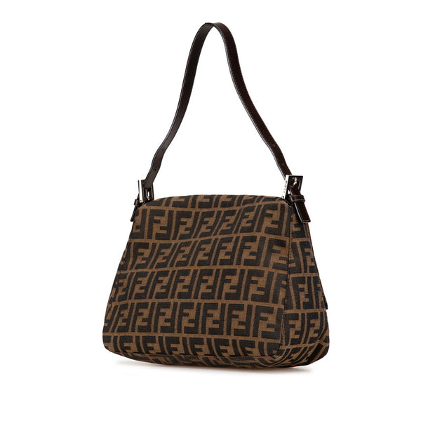 フェンディ ズッカ マンマバケット ハンドバッグ ワンショルダーバッグ ブラウン キャンバス レザー レディース FENDI 【中古】