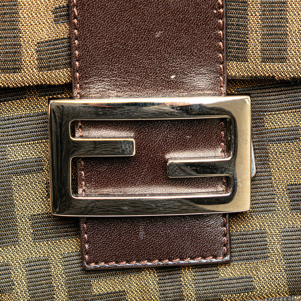 フェンディ ズッカ マンマバケット ハンドバッグ ワンショルダーバッグ ブラウン キャンバス レザー レディース FENDI 【中古】