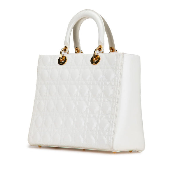 ディオール レディディオール トロッター ハンドバッグ ショルダーバッグ 2WAY ホワイト パテントレザー レディース Dior 【中古】