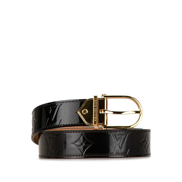 ルイ ヴィトン モノグラム ヴェルニ サンチュール ベルト 34/85 M9480 ブラック パテントレザー レディース LOUIS VUITTON 【中古】