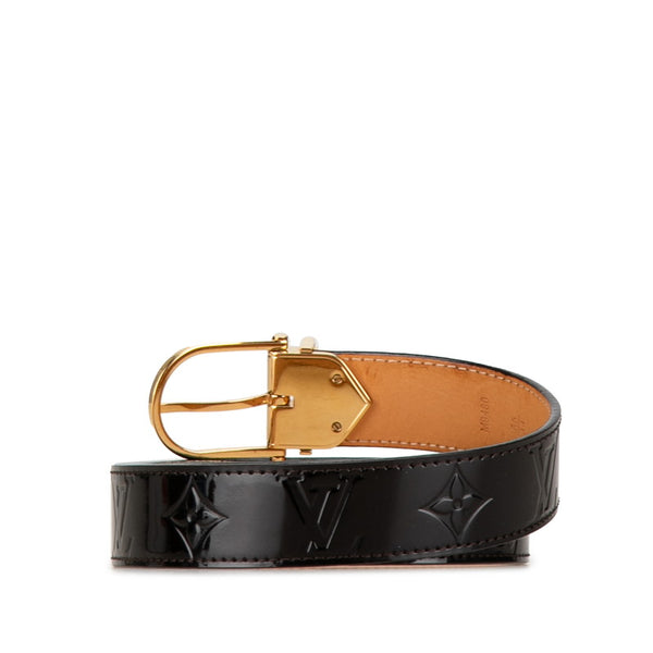 ルイ ヴィトン モノグラム ヴェルニ サンチュール ベルト 34/85 M9480 ブラック パテントレザー レディース LOUIS VUITTON 【中古】