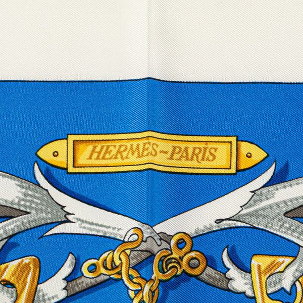 エルメス カレ90 LE MORS A LA CONETABLE 轡の気品 スカーフ ホワイト マルチカラー シルク レディース HERMES 【中古】