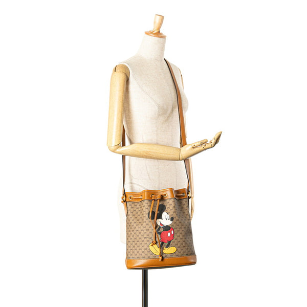 グッチ × ディズニー Disney ミニGGスプリーム ミッキーマウス バケットバッグ ショルダーバッグ 602691 ブラウン PVC レザー レディース GUCCI 【中古】