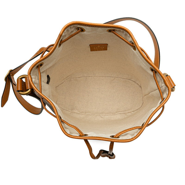 グッチ × ディズニー Disney ミニGGスプリーム ミッキーマウス バケットバッグ ショルダーバッグ 602691 ブラウン PVC レザー レディース GUCCI 【中古】