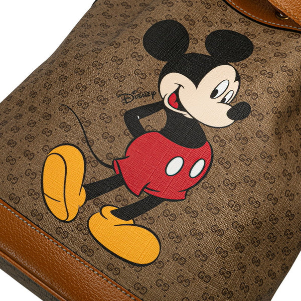 グッチ × ディズニー Disney ミニGGスプリーム ミッキーマウス バケットバッグ ショルダーバッグ 602691 ブラウン PVC レザー レディース GUCCI 【中古】