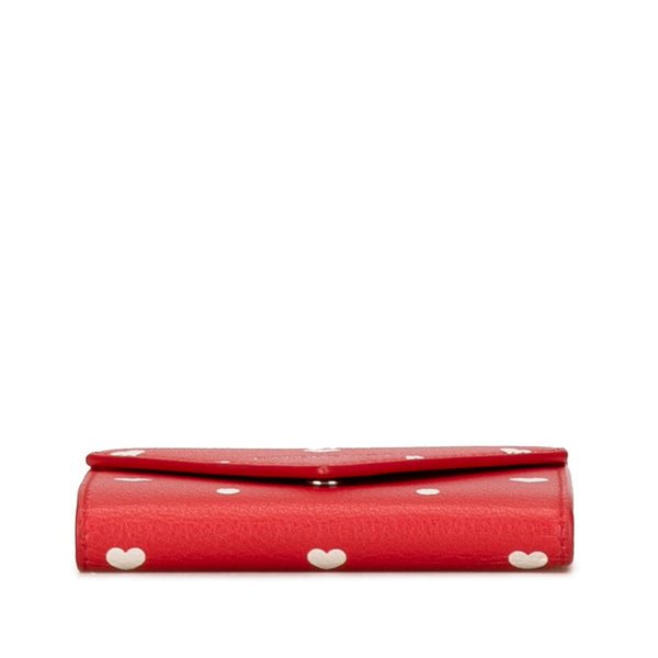バレンシアガ ペーパーミニウォレット ハート 二つ折り財布 コンパクトウォレット レッド レザー レディース BALENCIAGA 【中古】
