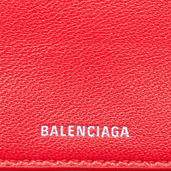 バレンシアガ ペーパーミニウォレット ハート 二つ折り財布 コンパクトウォレット レッド レザー レディース BALENCIAGA 【中古】