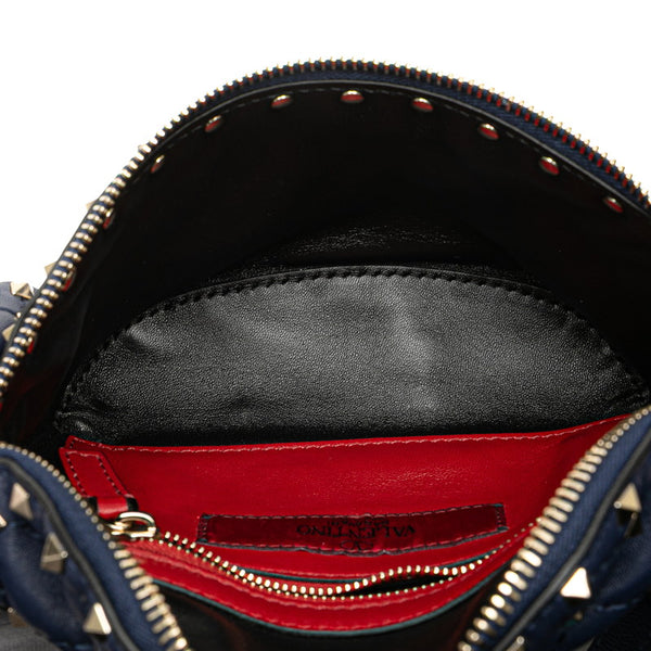 ヴァレンティノ VLTN ロックスタッズ ウエストバッグ ボディバッグ Size:95 ネイビー レザー メンズ VALENTINO 【中古】