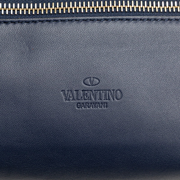 ヴァレンティノ VLTN ロックスタッズ ウエストバッグ ボディバッグ Size:95 ネイビー レザー メンズ VALENTINO 【中古】