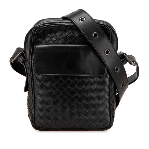 ボッテガヴェネタ イントレチャート 斜め掛け ショルダーバッグ ブラック レザー レディース BOTTEGAVENETA 【中古】