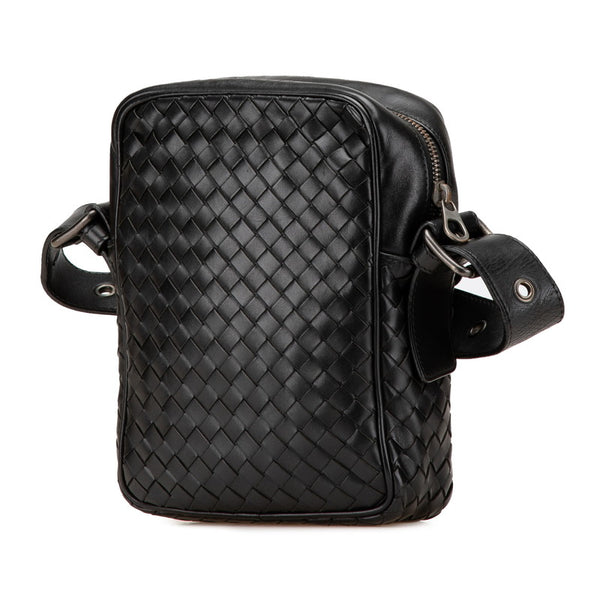 ボッテガヴェネタ イントレチャート 斜め掛け ショルダーバッグ ブラック レザー レディース BOTTEGAVENETA 【中古】