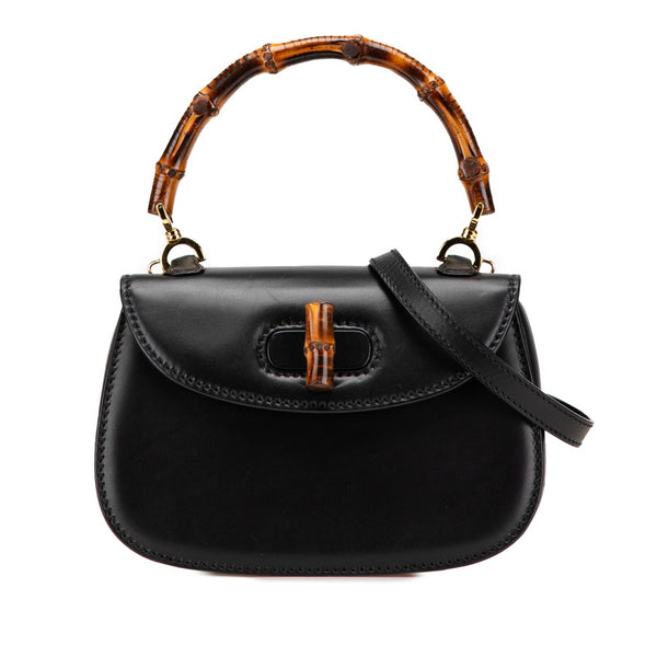 グッチ バンブー ハンドバッグ ショルダーバッグ 2WAY 000 2046 0188 ブラック レザー レディース GUCCI 【中古】