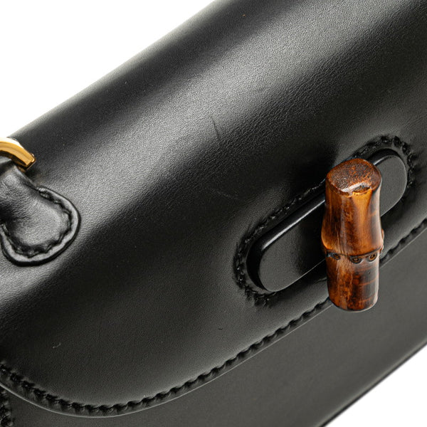 グッチ バンブー ハンドバッグ ショルダーバッグ 2WAY 000 2046 0188 ブラック レザー レディース GUCCI 【中古】