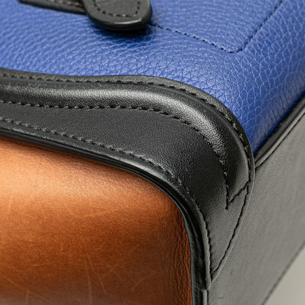 セリーヌ ラゲージ ナノショッパー ハンドバッグ ショルダーバッグ 2WAY ブルー ブラウン ブラック レザー レディース CELINE 【中古】