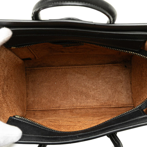 セリーヌ ラゲージ ナノショッパー ハンドバッグ ショルダーバッグ 2WAY ブルー ブラウン ブラック レザー レディース CELINE 【中古】
