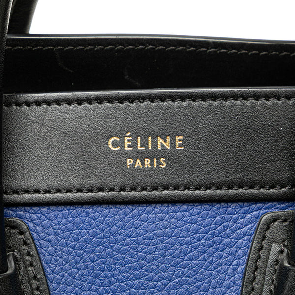 セリーヌ ラゲージ ナノショッパー ハンドバッグ ショルダーバッグ 2WAY ブルー ブラウン ブラック レザー レディース CELINE 【中古】