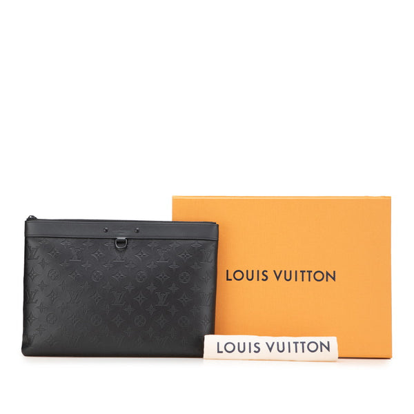 ルイ ヴィトン モノグラム シャドウ ポシェット ディスカバリー クラッチバッグ M62903 ブラック レザー メンズ LOUIS VUITTON 【中古】