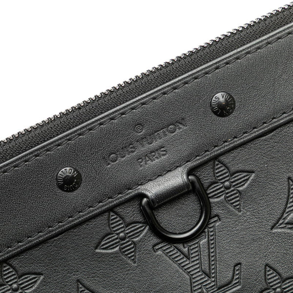 ルイ ヴィトン モノグラム シャドウ ポシェット ディスカバリー クラッチバッグ M62903 ブラック レザー メンズ LOUIS VUITTON 【中古】