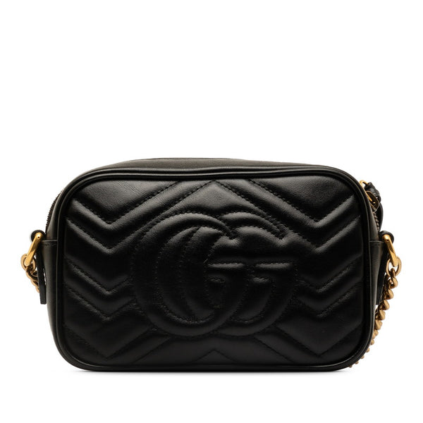 グッチ GGマーモント キルティング 斜め掛け ミニ ショルダーバッグ 448065 ブラック レザー レディース GUCCI 【中古】