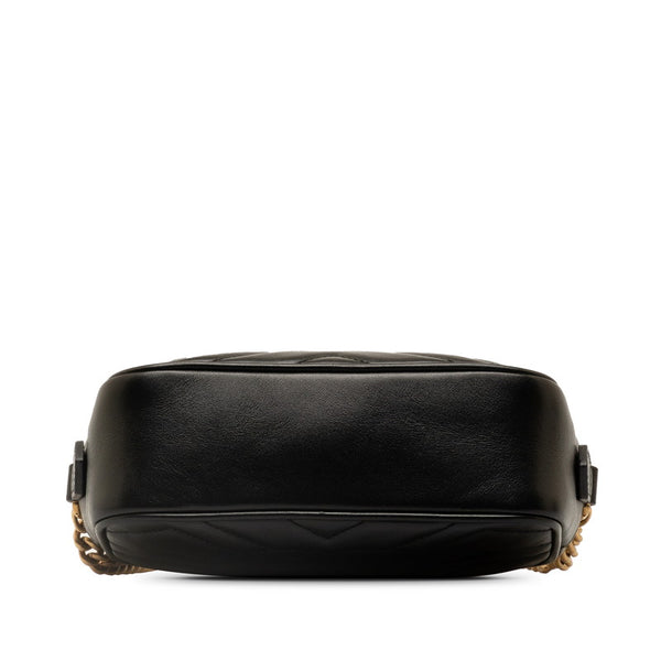 グッチ GGマーモント キルティング 斜め掛け ミニ ショルダーバッグ 448065 ブラック レザー レディース GUCCI 【中古】