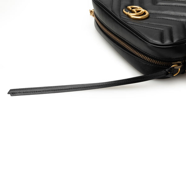 グッチ GGマーモント キルティング 斜め掛け ミニ ショルダーバッグ 448065 ブラック レザー レディース GUCCI 【中古】