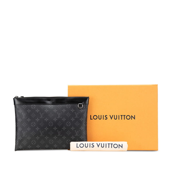 ルイ ヴィトン モノグラム エクリプス ポシェット ディスカバリー クラッチバッグ M62291 ブラック PVC レザー メンズ LOUIS VUITTON 【中古】