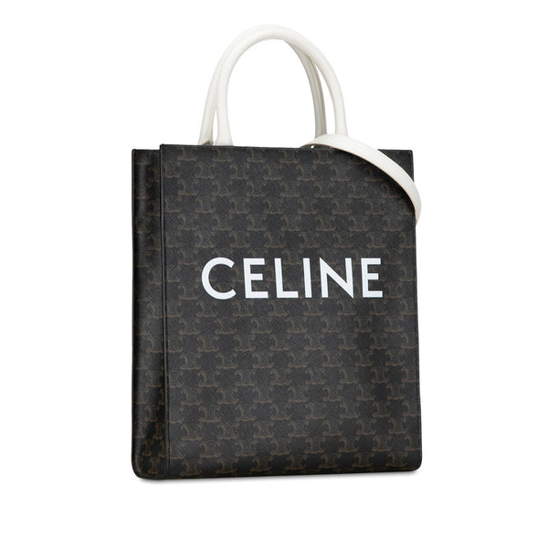 セリーヌ トリオンフ バーティカル カバ スモール ハンドバッグ ショルダーバッグ 2WAY ブラウン ホワイト PVC レザー レディース CELINE 【中古】