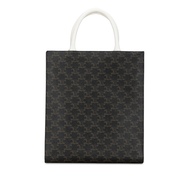 セリーヌ トリオンフ バーティカル カバ スモール ハンドバッグ ショルダーバッグ 2WAY ブラウン ホワイト PVC レザー レディース CELINE 【中古】