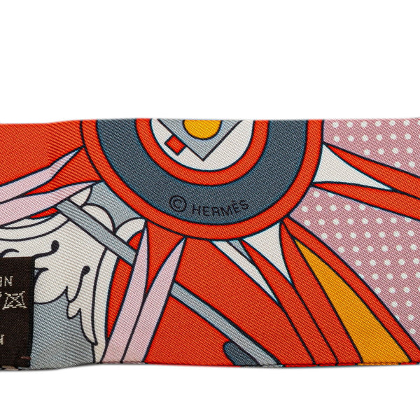 エルメス ツイリー Washington's Carriage ジョージワシントンの馬車 スカーフ オレンジ マルチカラー シルク レディース HERMES 【中古】