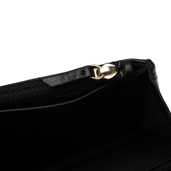 シャネル マトラッセ ココマーク スタッズ 長財布 チェーンウォレット ブラック ラムスキン レディース CHANEL 【中古】