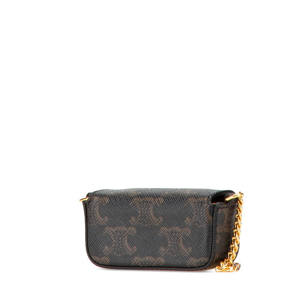 セリーヌ トリオンフ チェーン リップケース ブラウン PVC レザー レディース CELINE 【中古】