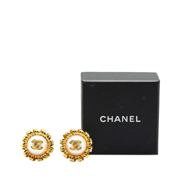 シャネル ヴィンテージ ココマーク フラワー イヤリング ゴールド ホワイト パール メッキ レディース CHANEL 【中古】