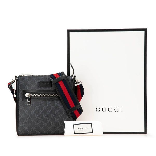 グッチ GGスプリーム 斜め掛け ショルダーバッグ 523599 ブラック PVC レザー メンズ GUCCI 【中古】