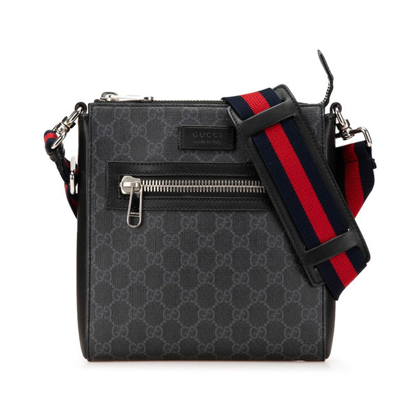 グッチ GGスプリーム 斜め掛け ショルダーバッグ 523599 ブラック PVC レザー メンズ GUCCI 【中古】