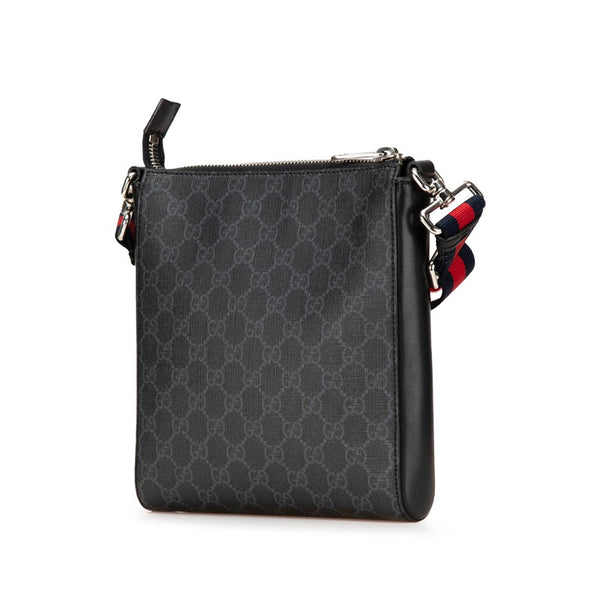 グッチ GGスプリーム 斜め掛け ショルダーバッグ 523599 ブラック PVC レザー メンズ GUCCI 【中古】