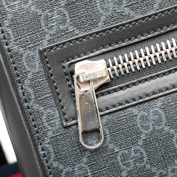 グッチ GGスプリーム 斜め掛け ショルダーバッグ 523599 ブラック PVC レザー メンズ GUCCI 【中古】