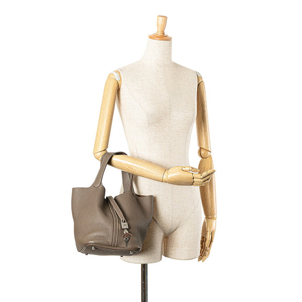 エルメス ピコタンロックMM ハンドバッグ エトゥープ グレー トリヨンクレマンス レディース HERMES 【中古】