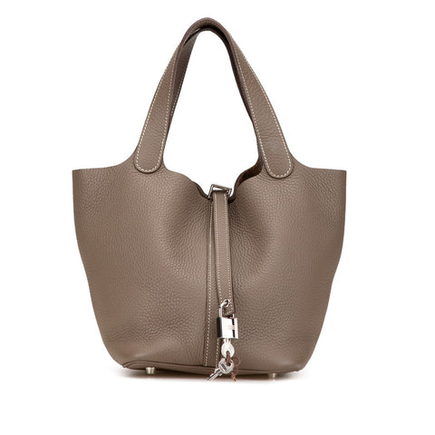 エルメス ピコタンロックMM ハンドバッグ エトゥープ グレー トリヨンクレマンス レディース HERMES 【中古】