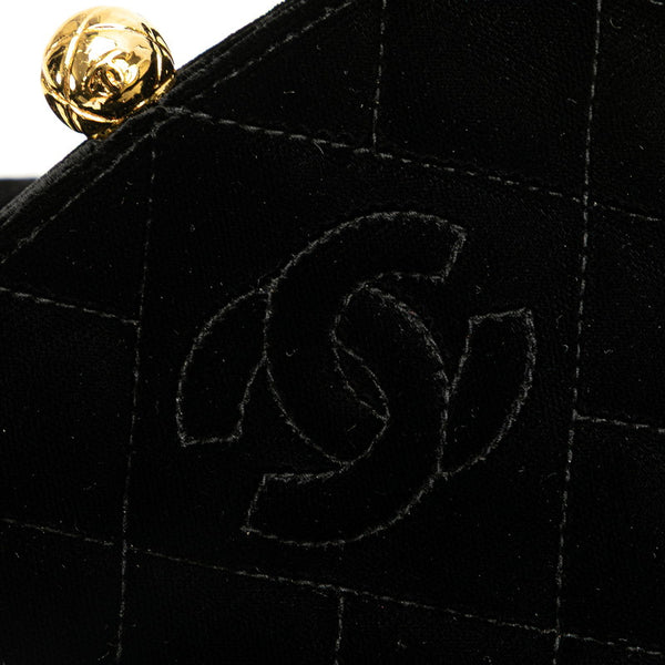 シャネル マトラッセ ココマーク ミニハンドバッグ ブラック ベロア レディース CHANEL 【中古】