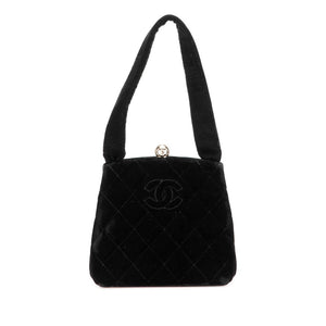 シャネル マトラッセ ココマーク ミニハンドバッグ ブラック ベロア レディース CHANEL 【中古】